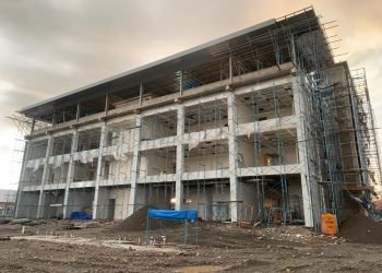 Tampak progres pembangunan gedung kantor Baru Badan Pendapatan Daerah (Bapenda) Kabupaten Mimika yang sudah mencapai 70 persen