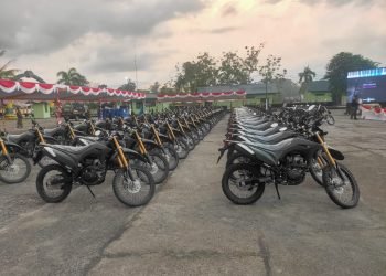 79 unit sepeda motor jenis CRF 150 yang akan dibagikan Menhan Prabowo ke prajurit TNI/Polri di Timika