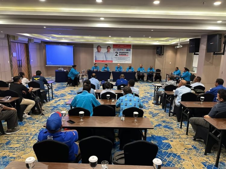 Suasana Rakornis TKD Prabowo-Gibran Biak Numfor dan Supiori yang digelar di Swisbell Hotel Cenderawasih Biak, Senin (18/12)
