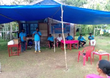 Suasana Kampanye Tatap Muka DPD Partai Gelora Biak Numfor Dapil V Biak Numfor di Kampung Bakribo, Sabtu (6/1)