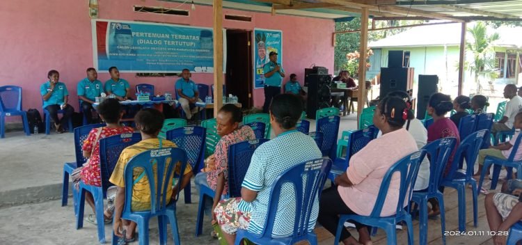 Suasana Kampanye Dialogis DPD Partai Gelora Indonesia Kabupaten Waropen yang berlangsung di Dapil II Waropen yang berlangsung di Kampung Napani, Distrik Soyoi Mambai, Rabu (12/1).