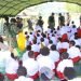 Prajurit TNI/Porli saat mengajar murid-murid SD Inpres Pogapa Distrik Homeyo Kabupaten Intan Jaya