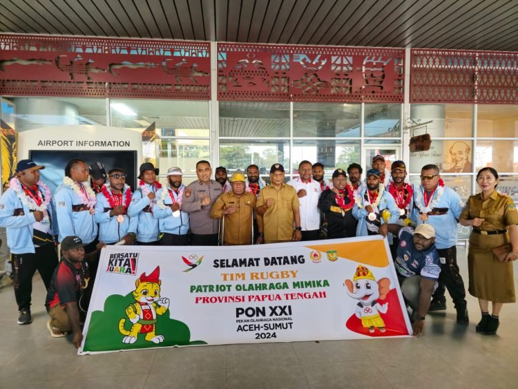 Raih Medali Perunggu di PON XXI Aceh-Sumut, Atlet Rugby Papua Tengah Disambut Meriah KONI dan Pemkab Mimika