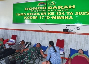 Peduli Kemanusiaan, Satgas TMMD ke-124 Kodim 1710/Mimika Gelar Aksi Donor Darah