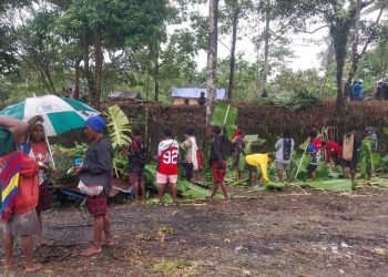Masyarakat Moni Kampung Kamora Mimika Terima Bantuan Ternak Babi dan Rehab Rumah