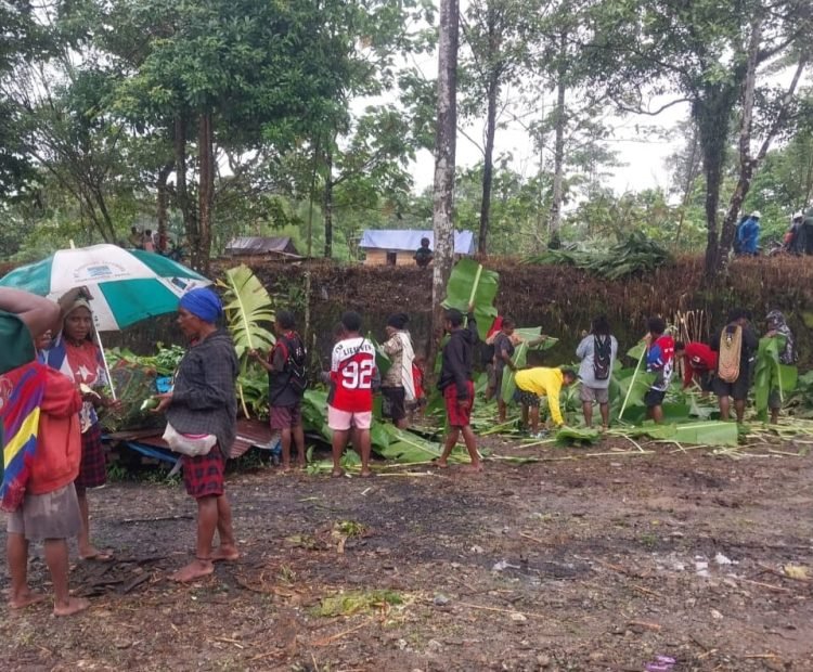Masyarakat Moni Kampung Kamora Mimika Terima Bantuan Ternak Babi dan Rehab Rumah