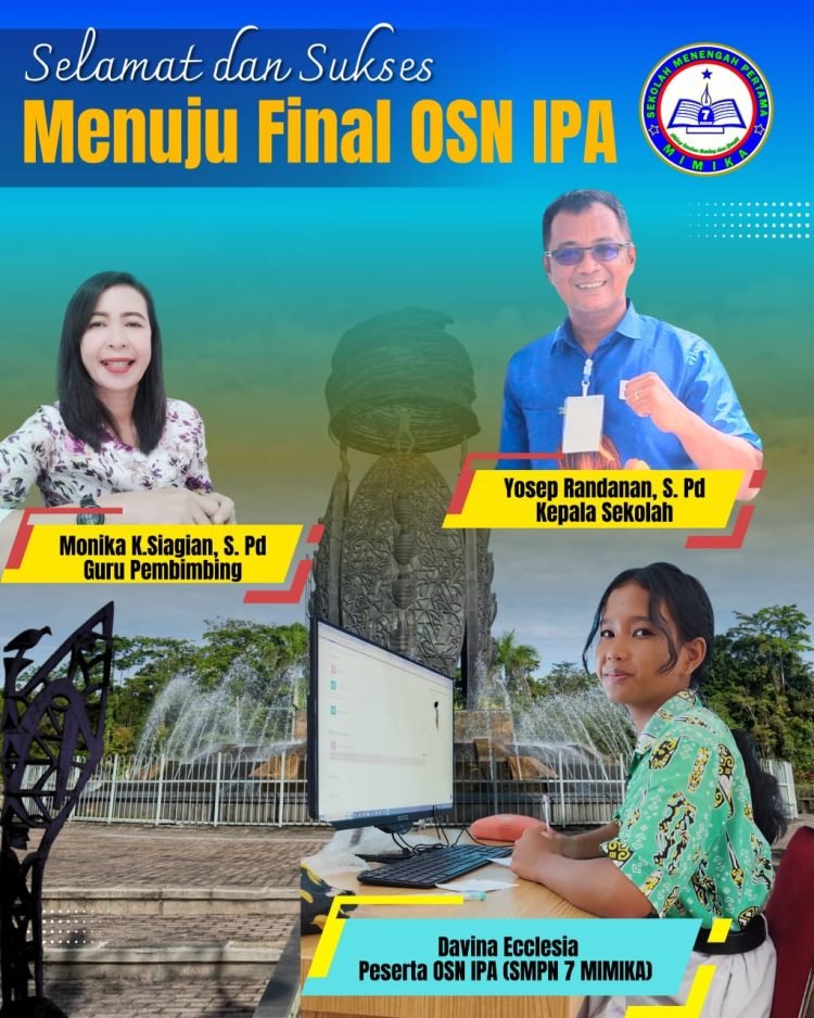 Davina Siswi SMPN 7 Timika Wakili Papua Tengah Lomba OSN Tingkat Nasional