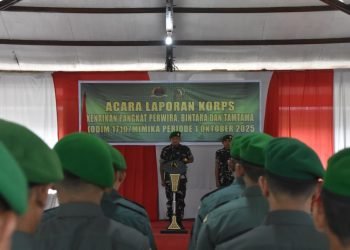 Dandim 1710/Mimika Pimpin Acara Kenaikan Pangkat 33 Prajurit Kodim