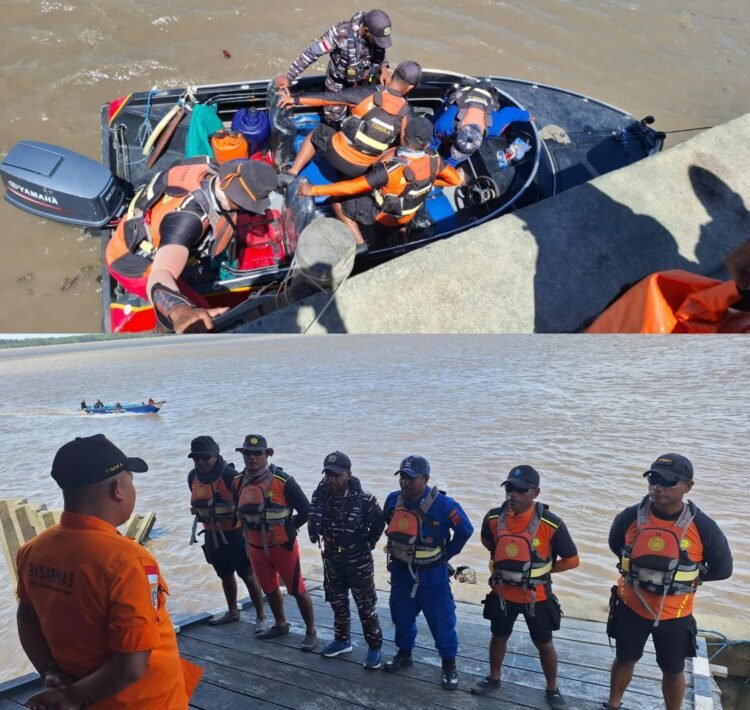 SAR Gabungan Lakukan Pencarian 7 Korban     Perahu Ketinting Yang Tenggelam di Perairan Muara Kali Asue Asmat
