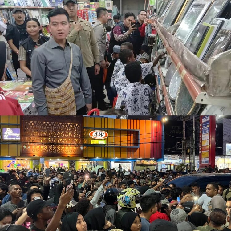 Ingin Lihat Langsung Wajah Wapres Gibran, Ribuan Warga Timika Padati Toko Meriah