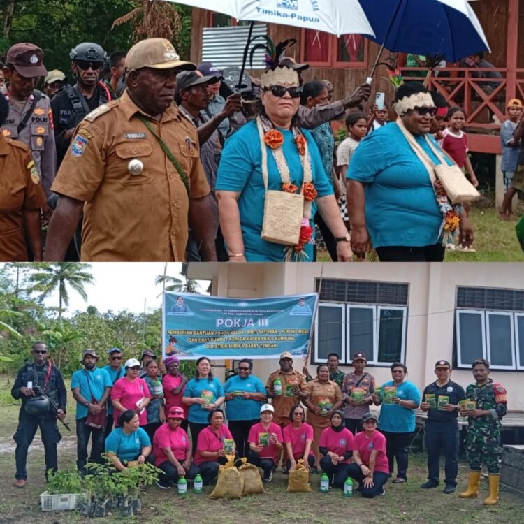 Anggota Brimob Yon B Timika Amankan Kunjungan Kerja Ketua TP-PKK Mimika ke Kampung Uta