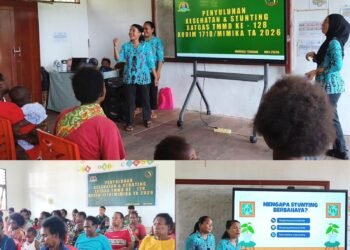 Kolaborasi dengan Pustu Kampung Keakwa, Satgas TMMD Gelar Penyuluhan Kesehatan kepada Masyarakat