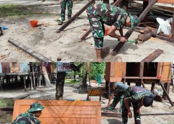 Pemasangan Tangga MCK Umum Mulai Dikerjakan, Satgas TMMD Tingkatkan Akses dan Keamanan Kampung Keakwa