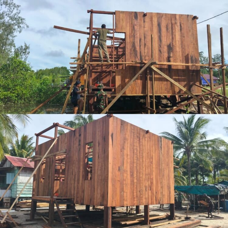 Satgas TMMD Kodim 1710/Mimika Tuntaskan Pemasangan Dinding, Progres Capai 50 Persen