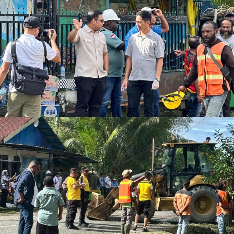 Gercep Atasi Banjir di Jalan Makarena Timika, Darwin Kurnia Rombe Turunkan Alat Berat Bersihkan Parit