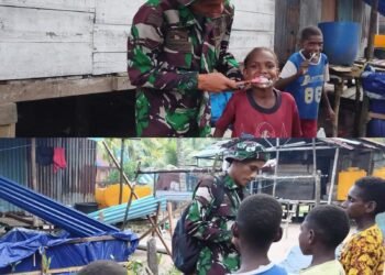Satgas TMMD Kodim 1710/Mimika Edukasi Anak-Anak Pentingnya Menjaga Kebersihan Diri
