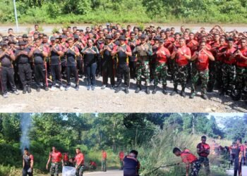 Aksi Jumat Bersih Wujud Kolaborasi Brimob Batalyon B Pelopor Bersama Yon TP/820 DAAI
