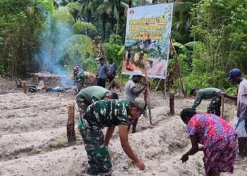 Manfaatkan Lahan Tidur, Satgas TMMD Ke-128 Tanam Jagung Bersama Warga