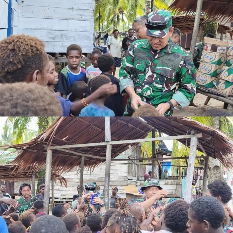 Satgas TMMD Berbagi Kebahagiaan Bersama Anak-Anak di Kampung Keakwa
