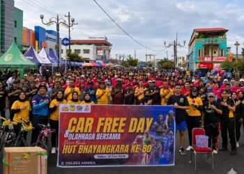 Semarakkan HUT Bhayangkara ke-80, Polres Mimika Gelar Olahraga Bersama