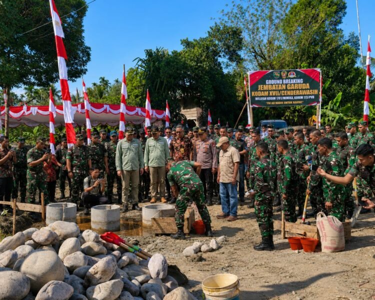 Peletakan Batu Pertama Jembatan Garuda Merah Putih di Timika, Pangdam XVII/Cenderawasih: Perkuat Konektivitas dan Dorong Ekonomi Masyarakat