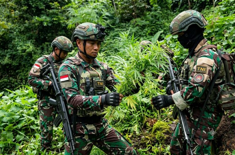 Satgas Yonif 753 Temukan 169 Pohon Ganja Siap Panen di Pegunungan Bintang