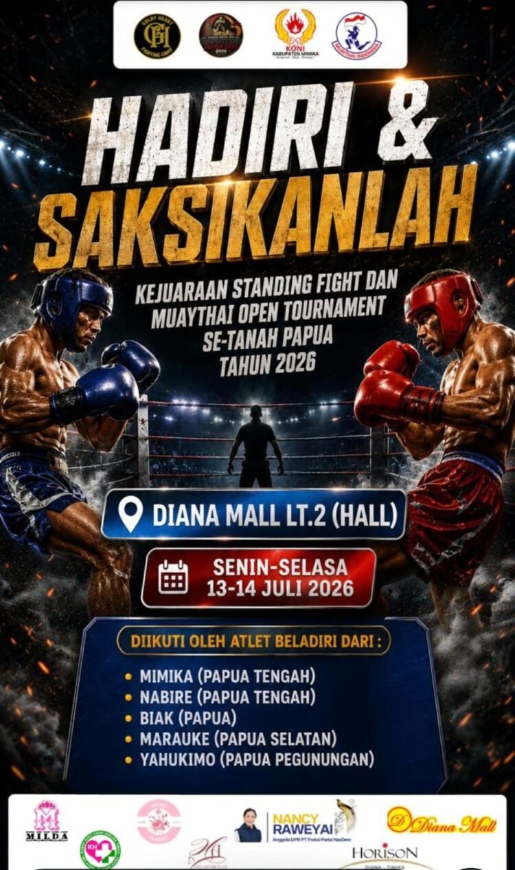 Kejuaraan Standing Fight dan Muaythai se-Tanah Papua Digelar Perdana di Mimika, Jadi Ajang Pencarian Bibit Atlet Berprestasi