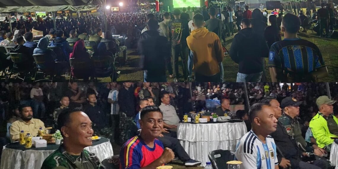 Seribuan Warga Timika Padati Yonif 754/ENK Nobar Final Piala Dunia 2026 Argentina vs Spanyol