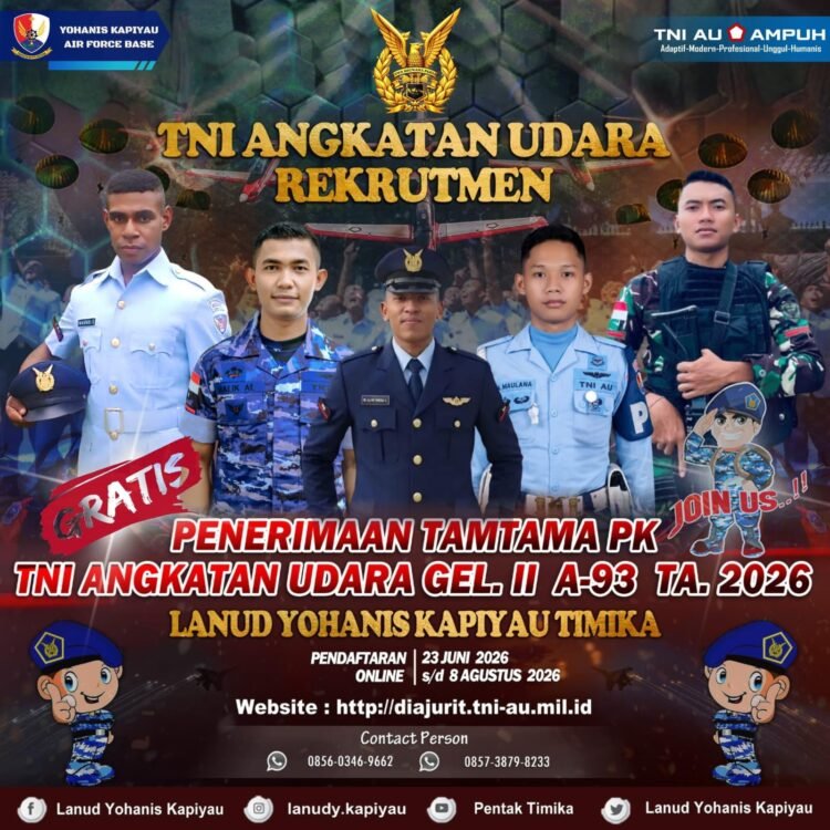 Peluang Lolos Lebih Besar, Lanud Yohanis Kapiyau Sosialisasikan Perubahan Rekrutmen TNI AU 2026