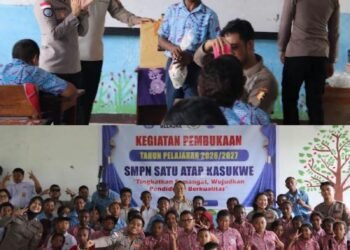 Satgas Ops Damai Cartenz Salurkan Bantuan Seragam Sekolah dan Berikan Edukasi Bahaya Narkoba dan Bijak Bermedia Sosial kepada Pelajar di Sarmi