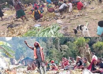 Bakar Batu di Paluga, Kepala Suku Yohan Dewelek Ajak Warga Jaga Keamanan dan Dukung Pemekaran Kampung