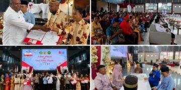 Peringati HUT RI ke-81, Pemkab Mimika Nikahkan 103 Pasangan dan Serahkan Dokumen Kependudukan Lengkap