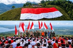 Koops TNI Habema Gelar Kirab Merah Putih, Bendera Raksasa 120 x 80 Meter Pecahkan Rekor MURI