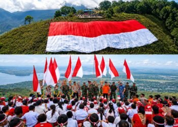 Koops TNI Habema Gelar Kirab Merah Putih, Bendera Raksasa 120 x 80 Meter Pecahkan Rekor MURI