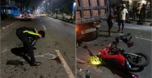 Motor CRF Tabrak Truk yang Berhenti di Jalan Cenderawasih Timika, Pengendara Luka Berat
