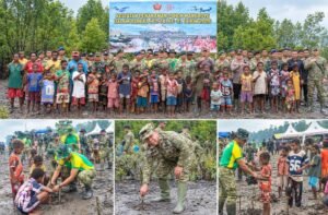 Sambut HUT TNI ke-81, Danbrigif 20/IJK/3 Kostrad Pimpin Penanaman Mangrove di Pomako