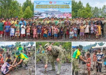 Sambut HUT TNI ke-81, Danbrigif 20/IJK/3 Kostrad Pimpin Penanaman Mangrove di Pomako