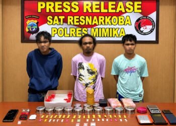 Polres Mimika Bongkar Jaringan Sabu Lintas Provinsi, Tiga Pelaku Ditangkap dan 39 Paket Diamankan
