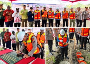 Empat Fasilitas Kepolisian Dibangun di Mimika, Kapolda dan Bupati Letakkan Batu Pertama
