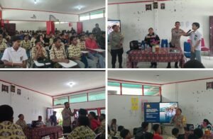 Sat Binmas Polres Mimika dan Karang Taruna Sosialisasikan Kamtibmas kepada Siswa SMK Hermon