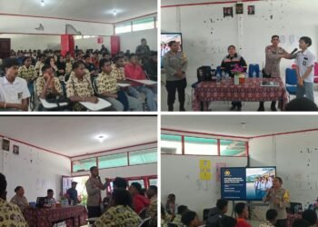 Sat Binmas Polres Mimika dan Karang Taruna Sosialisasikan Kamtibmas kepada Siswa SMK Hermon