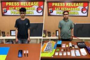 Polisi Tangkap Dua Pemuda Pengedar Sabu Sistem “Tempel” di Timika, Sita 132,9 Gram