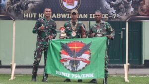 Yonif 754/ENK Raih Juara II Lomba Menembak Duel Falling Plat HUT ke-7 Kogabwilhan III