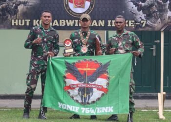 Yonif 754/ENK Raih Juara II Lomba Menembak Duel Falling Plat HUT ke-7 Kogabwilhan III